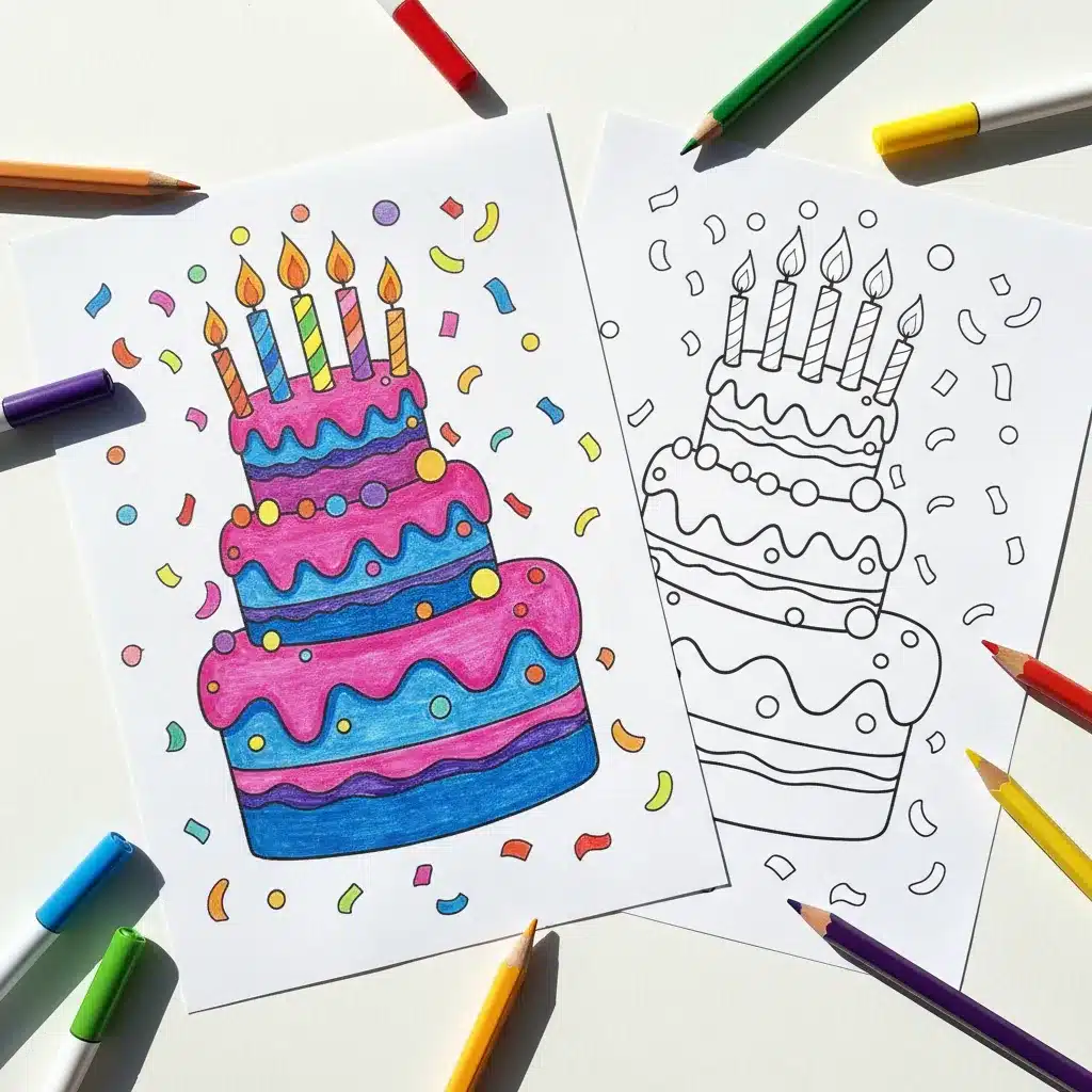 Birthday Cake Coloring Page