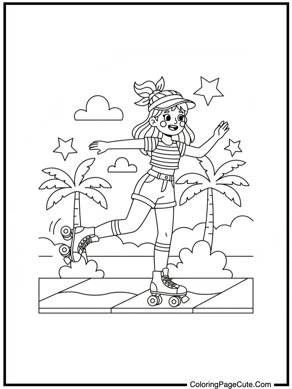 Retro Roller Skating Girl