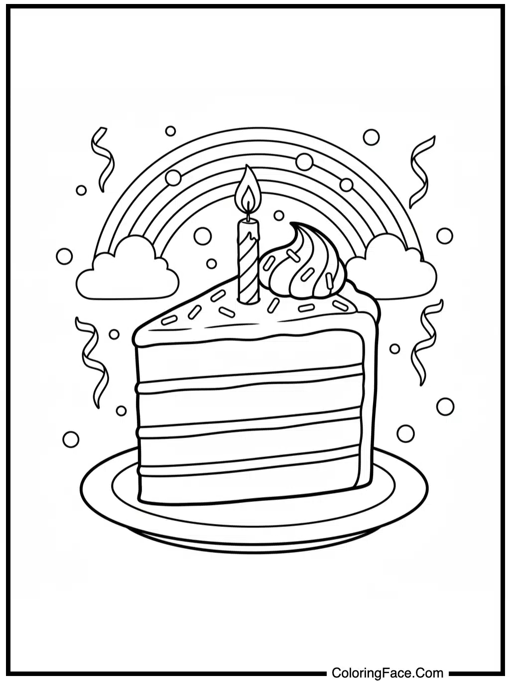 Rainbow Birthday Cake Slice