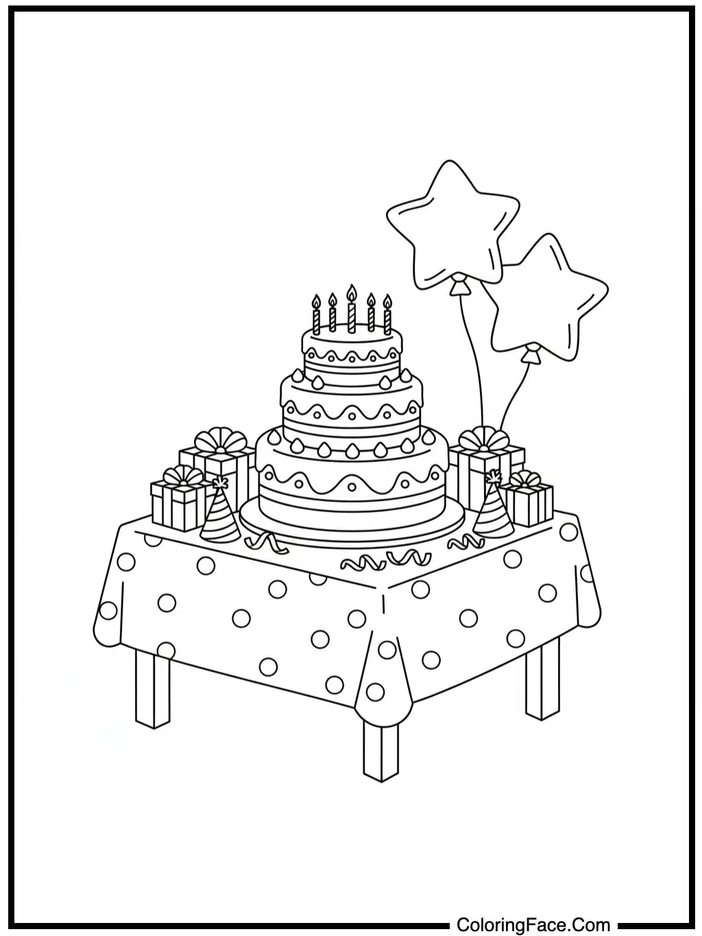 Birthday Cake on a Party Table