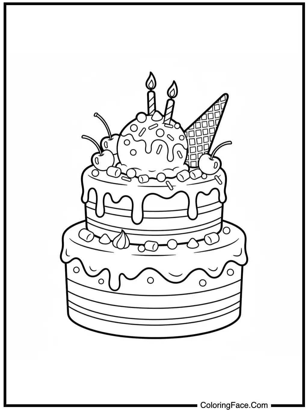 Birthday Cake with Ice Cream Toppings