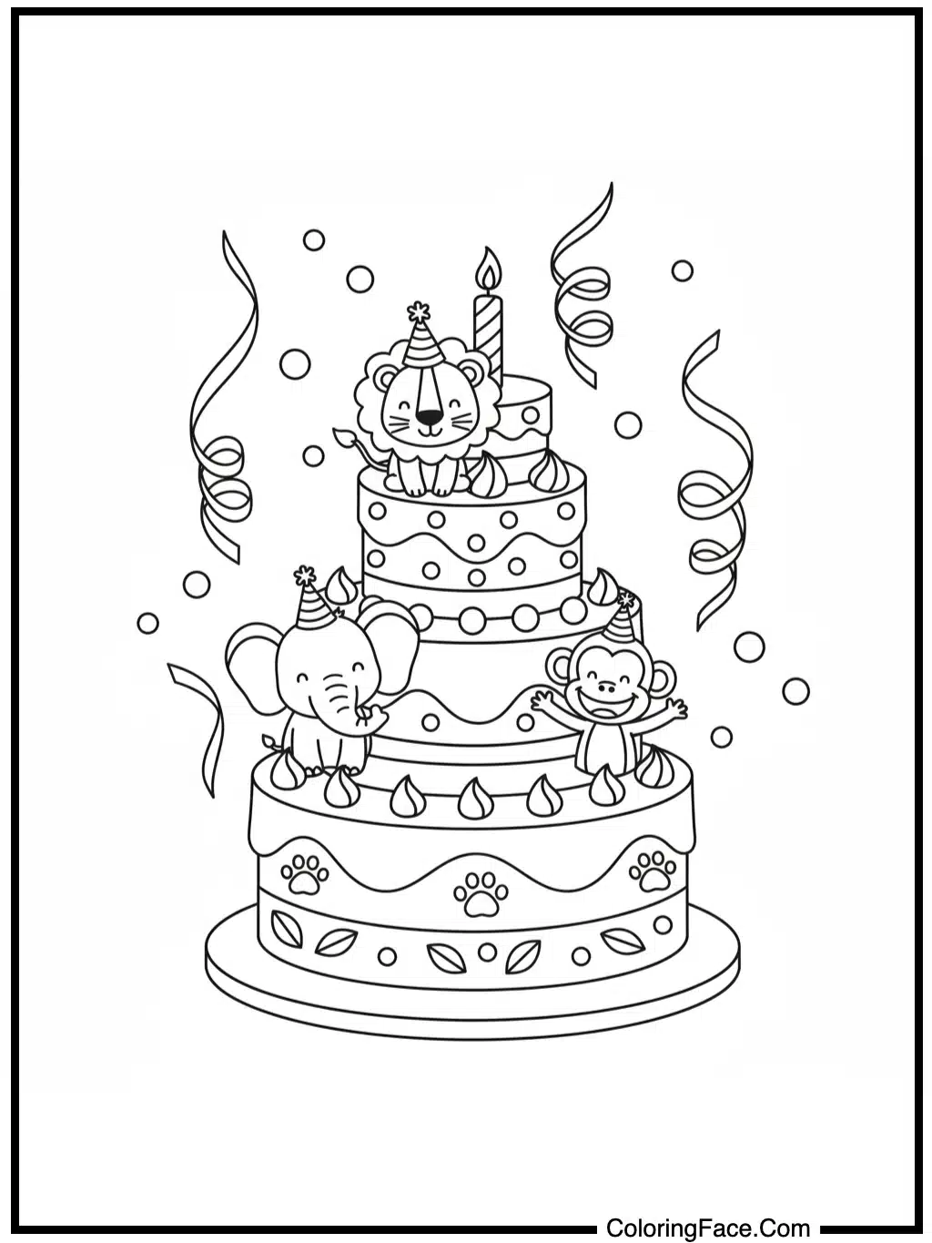 Birthday Cake with Party Animals