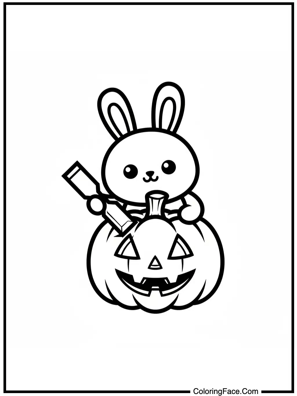 bunny carves jack o lantern