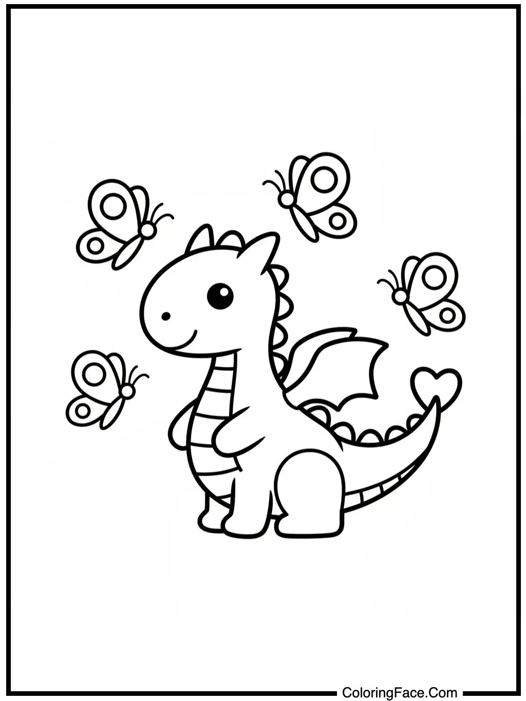 Cute Dragon with Butterflies