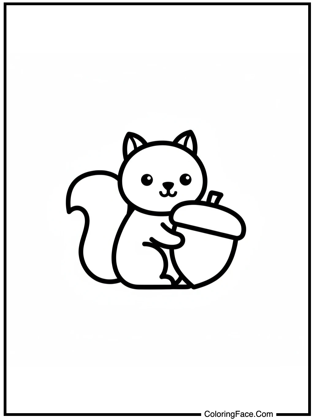 Simple Squirrel with Acorn Coloring Page