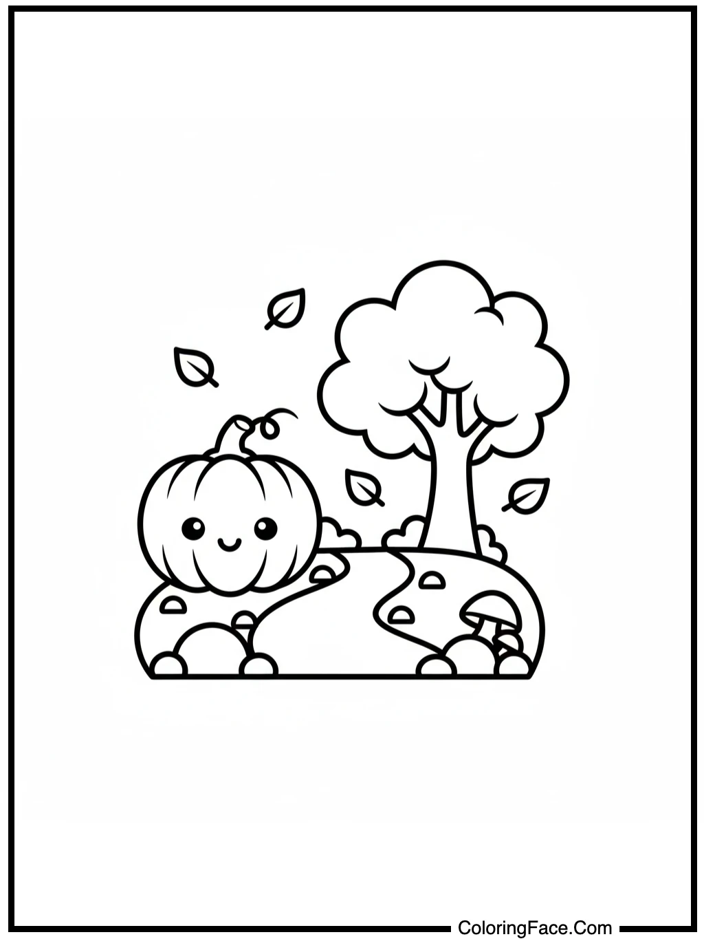 Simple Fall Forest Path Coloring Page