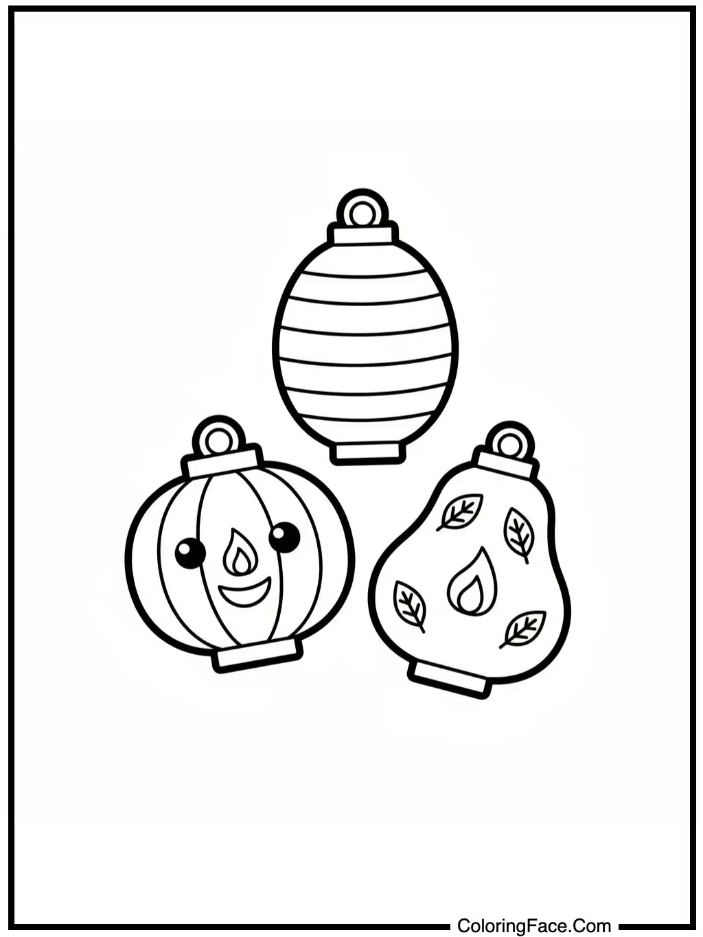Simple Fall Festival Lanterns Coloring Page
