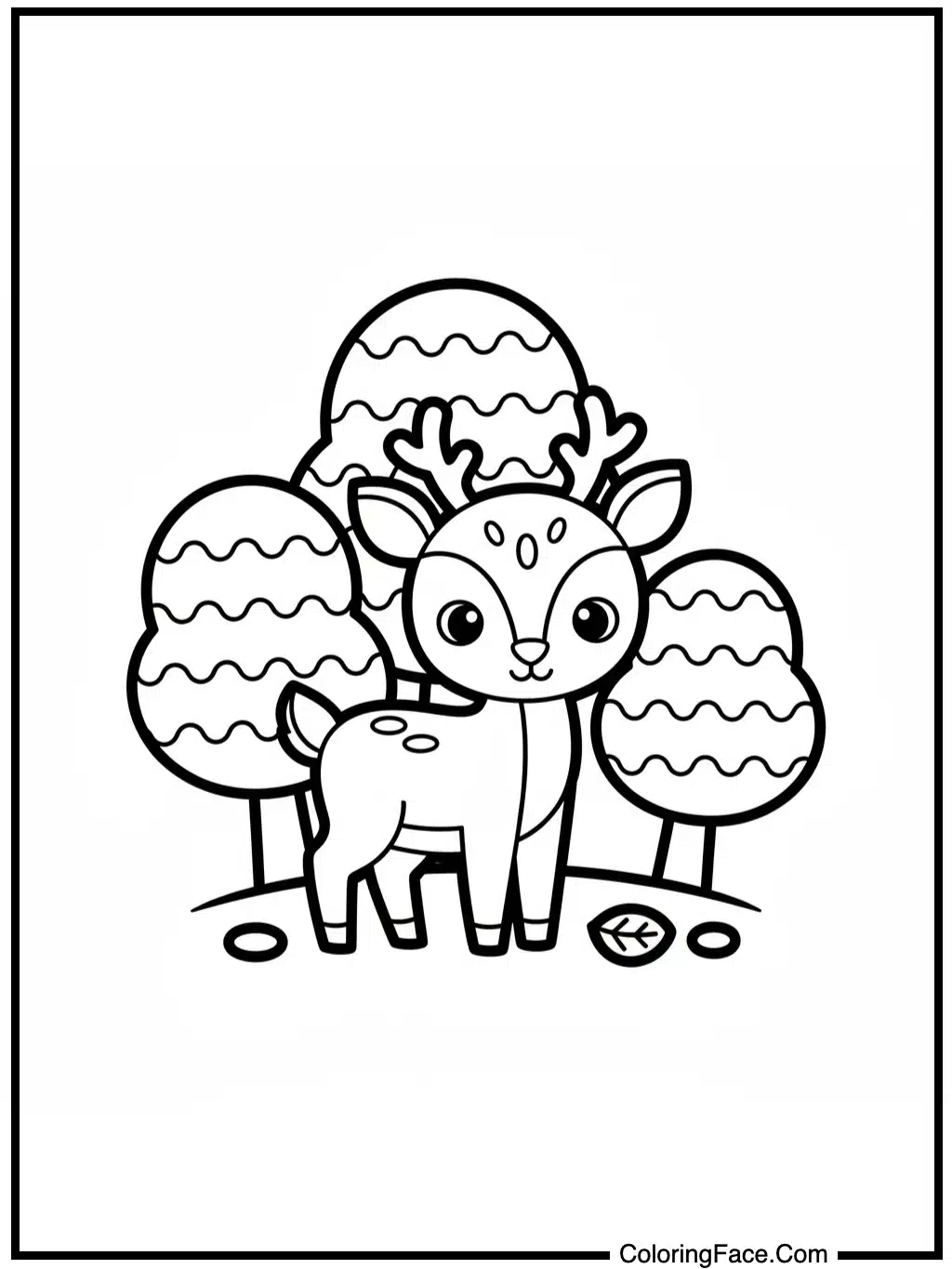 Simple Deer in Autumn Forest Coloring Page