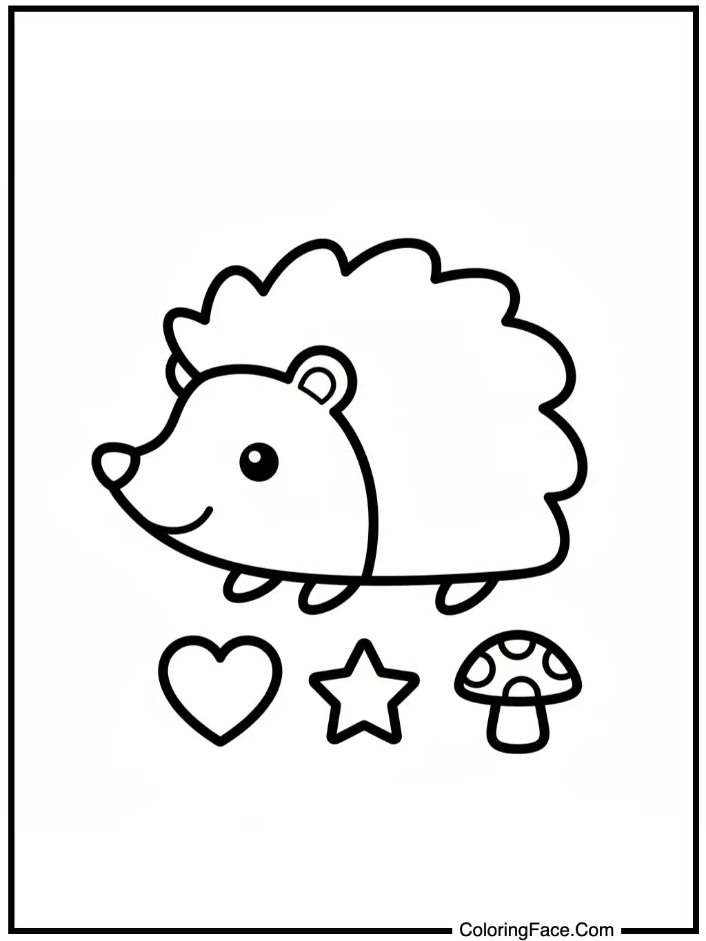 Simple Cute Hedgehog Coloring Page