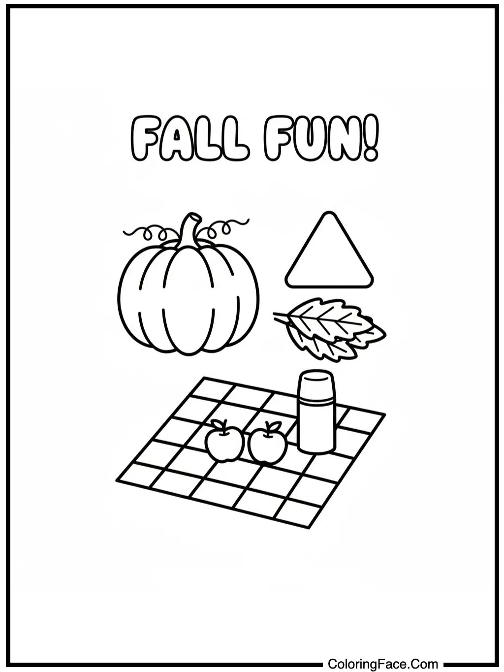 Simple Cozy Fall Picnic Coloring Page