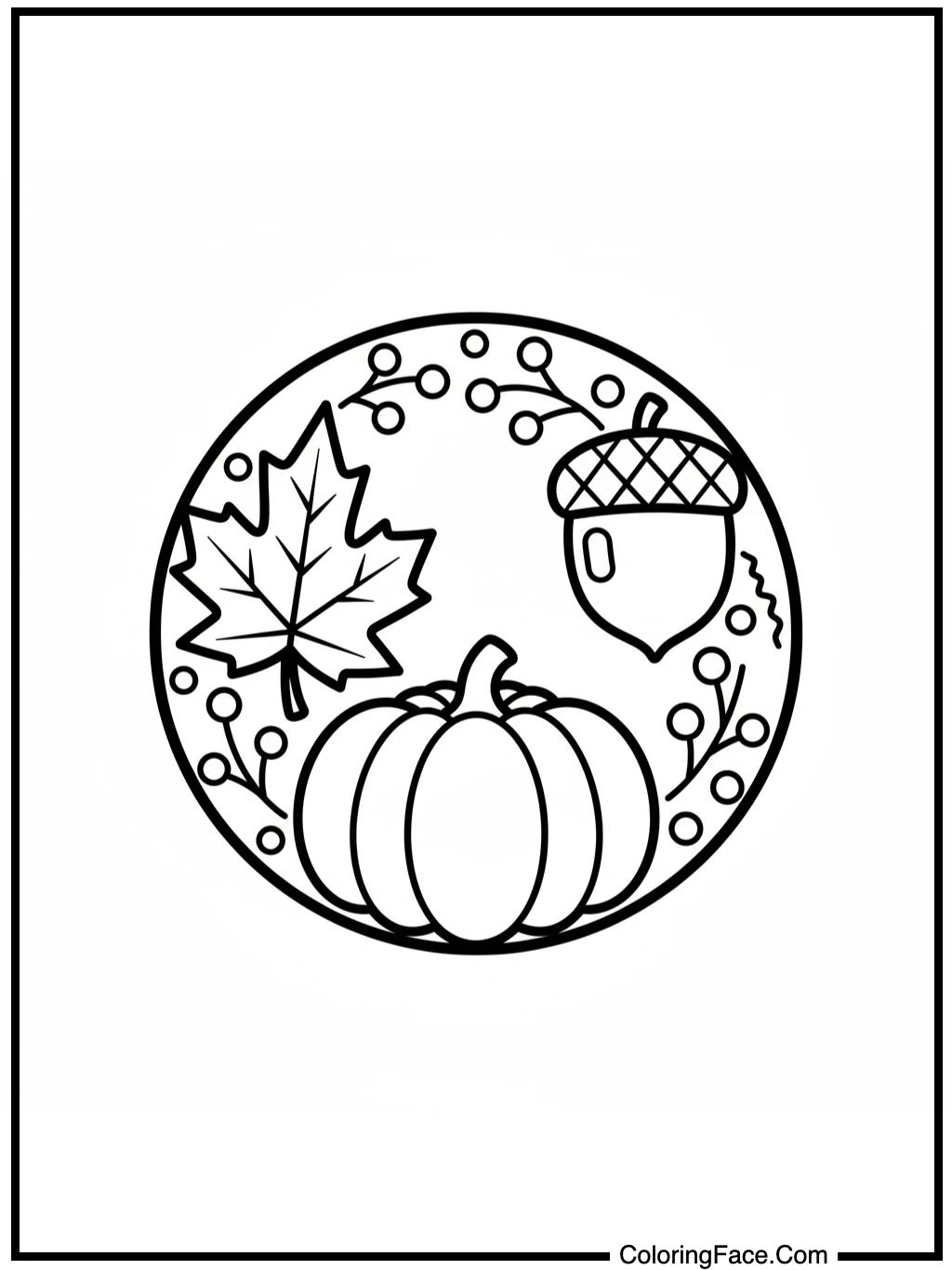 Simple Autumn Wreath Coloring Page