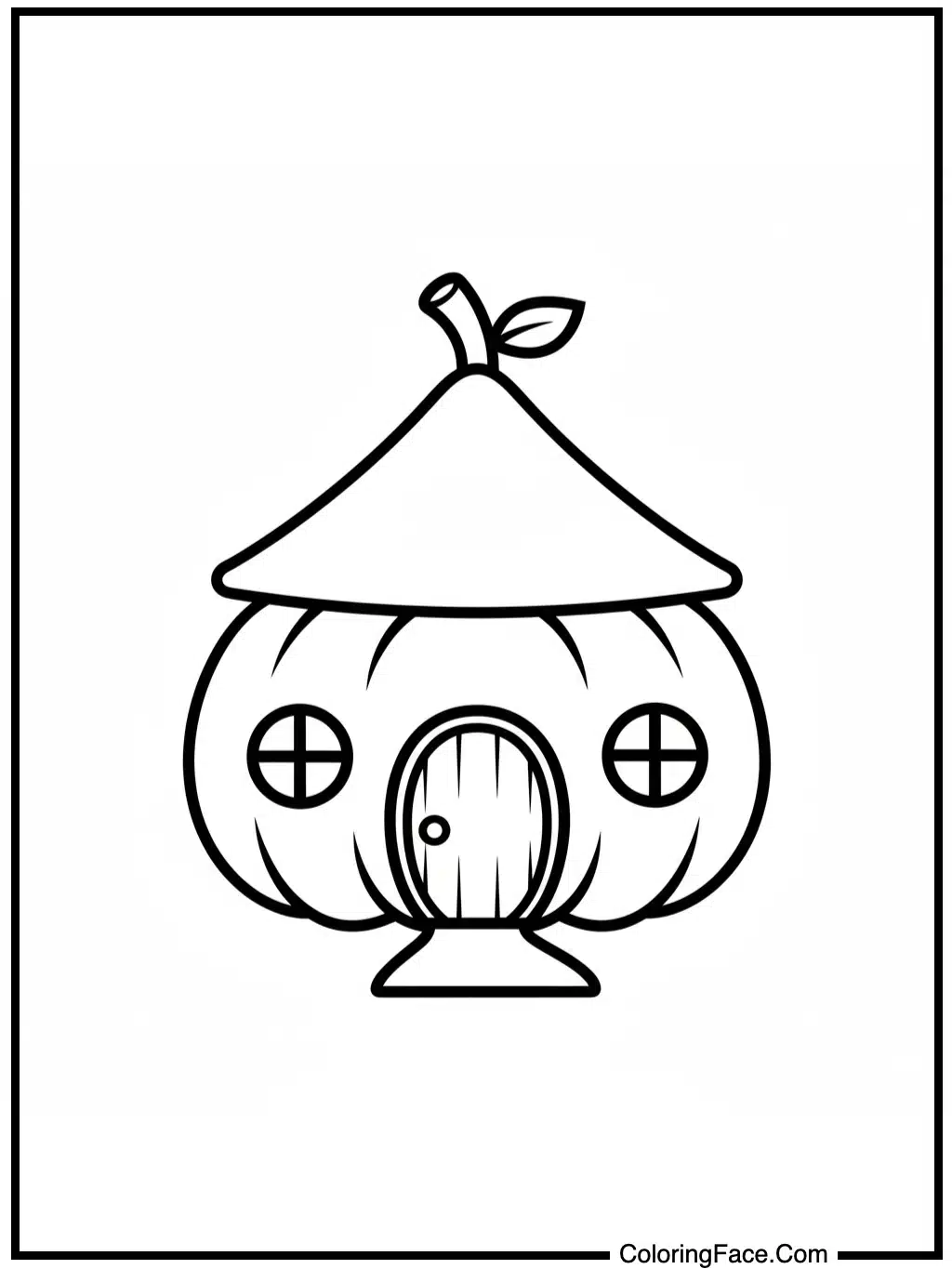 Simple Pumpkin House Coloring Page