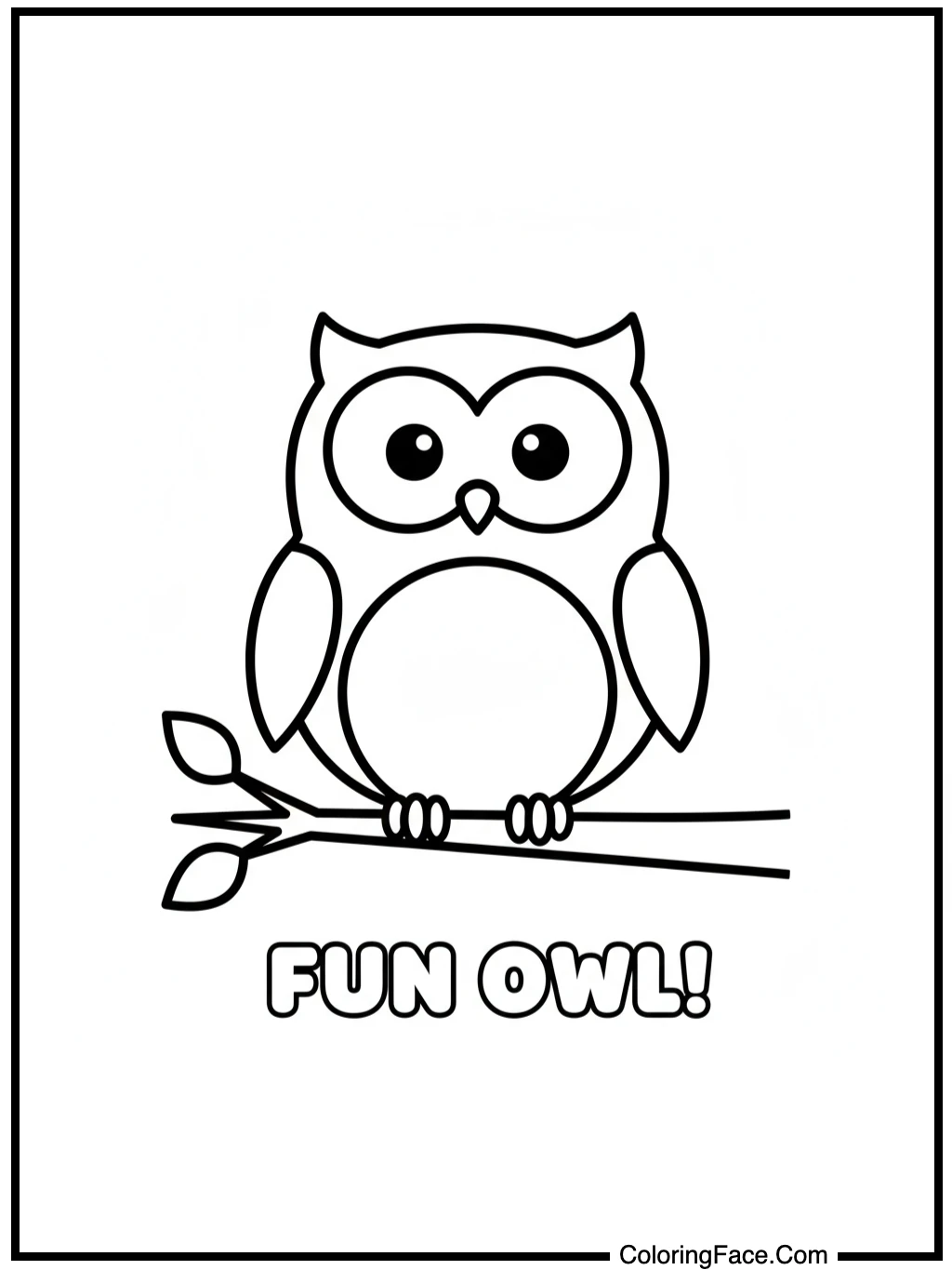Simple Owl on Tree Branch Coloring Page