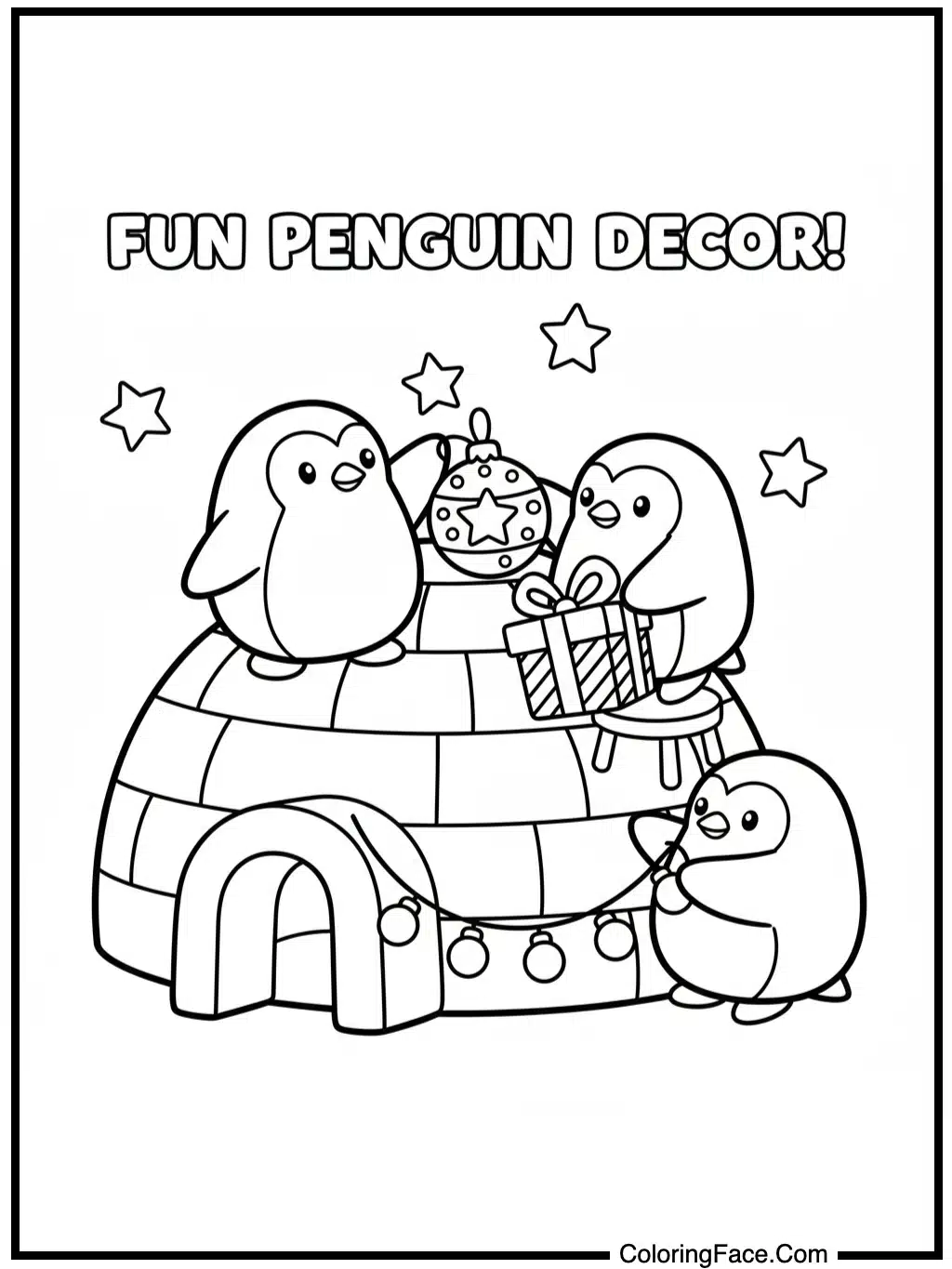 Penguins Decorating Igloo