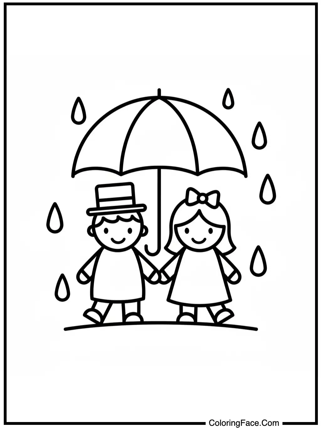Couple Walking with Umbrella
