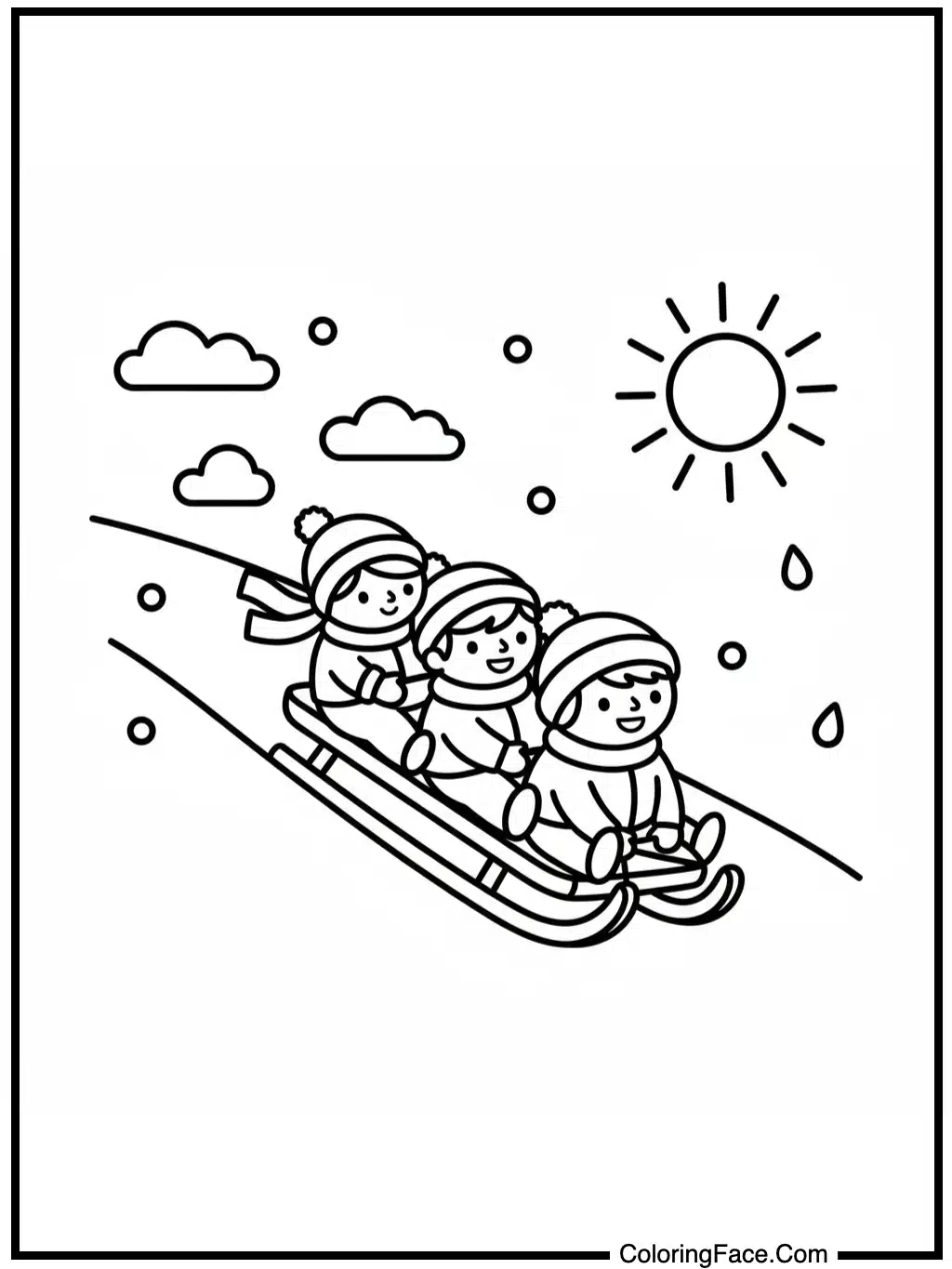 Children Sledding Down Hill