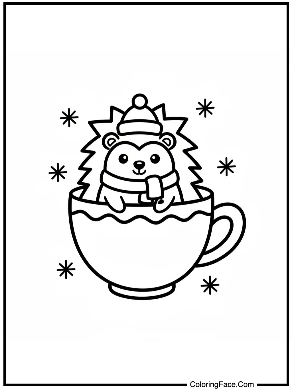 Winter Hedgehog in Teacup