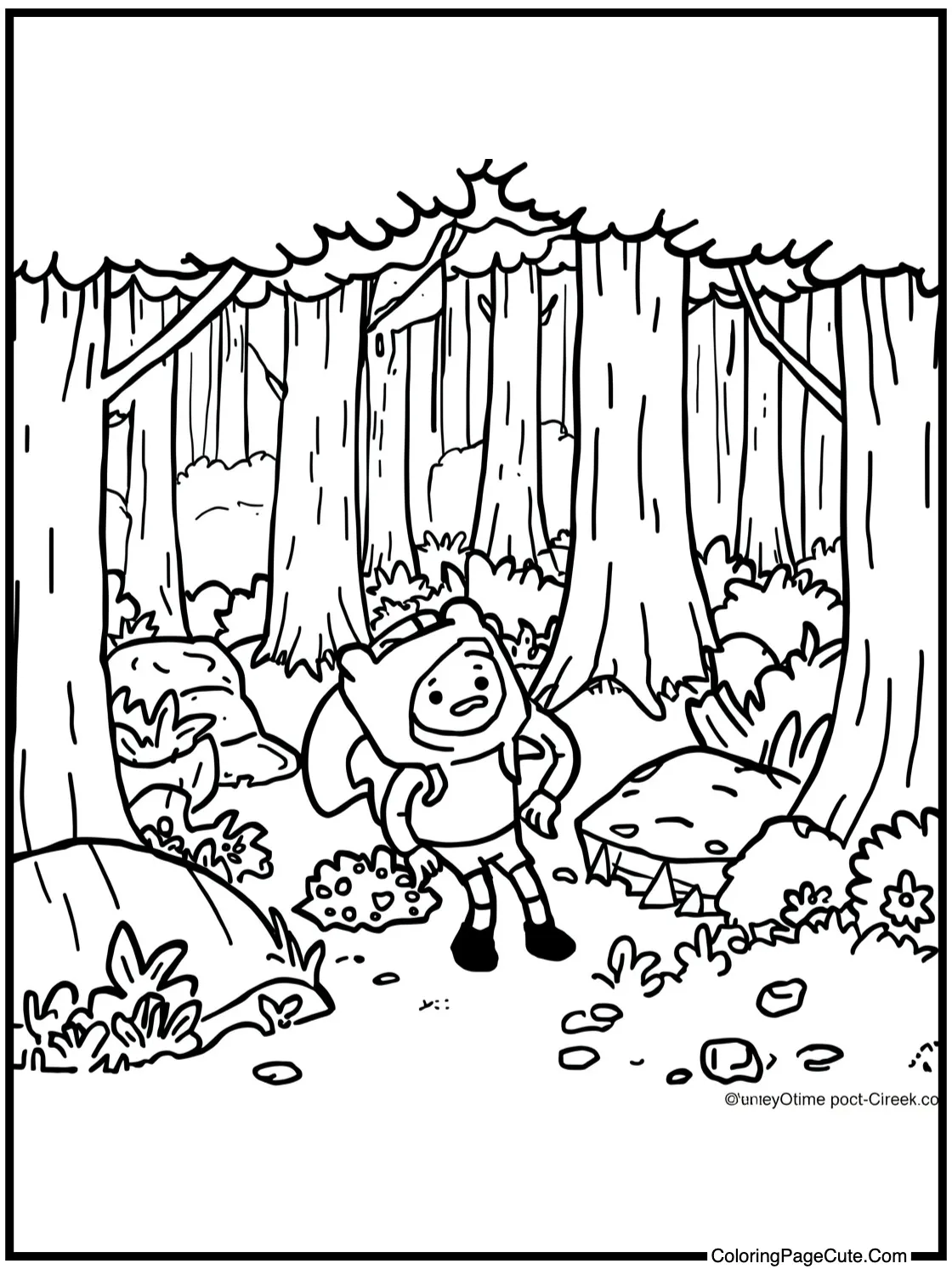 Finn exploring forest