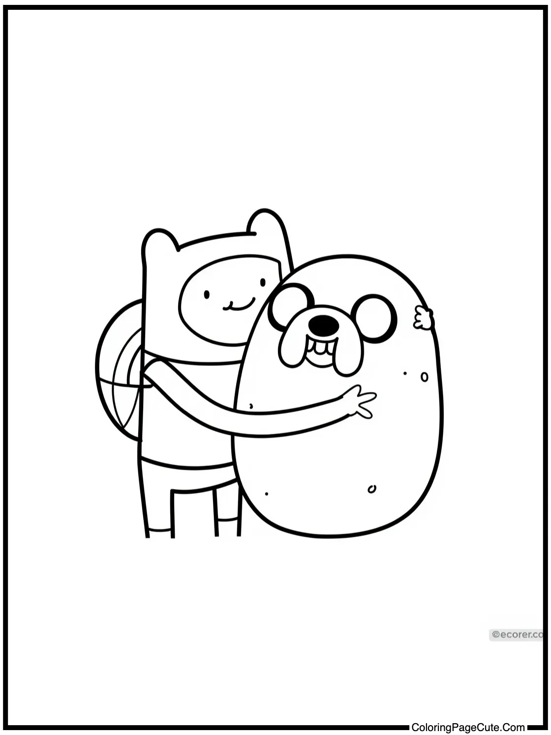 Finn and Jake hugging