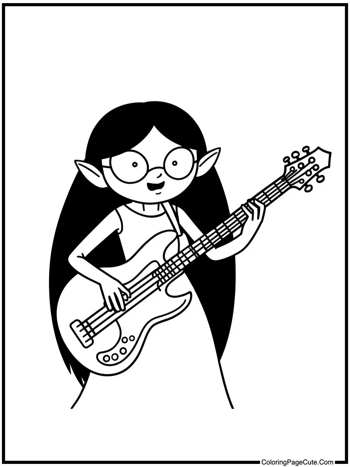 Marceline playing her bass