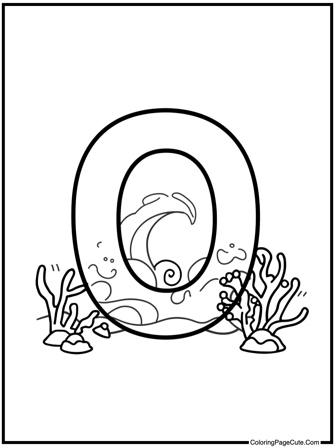 Letter O with Ocean Waves