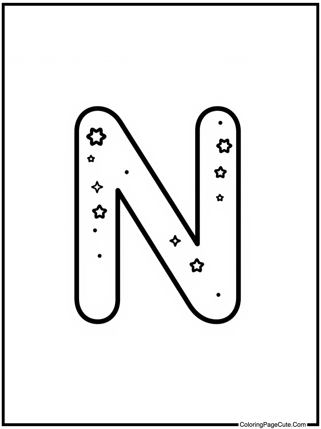Letter N with Night Sky