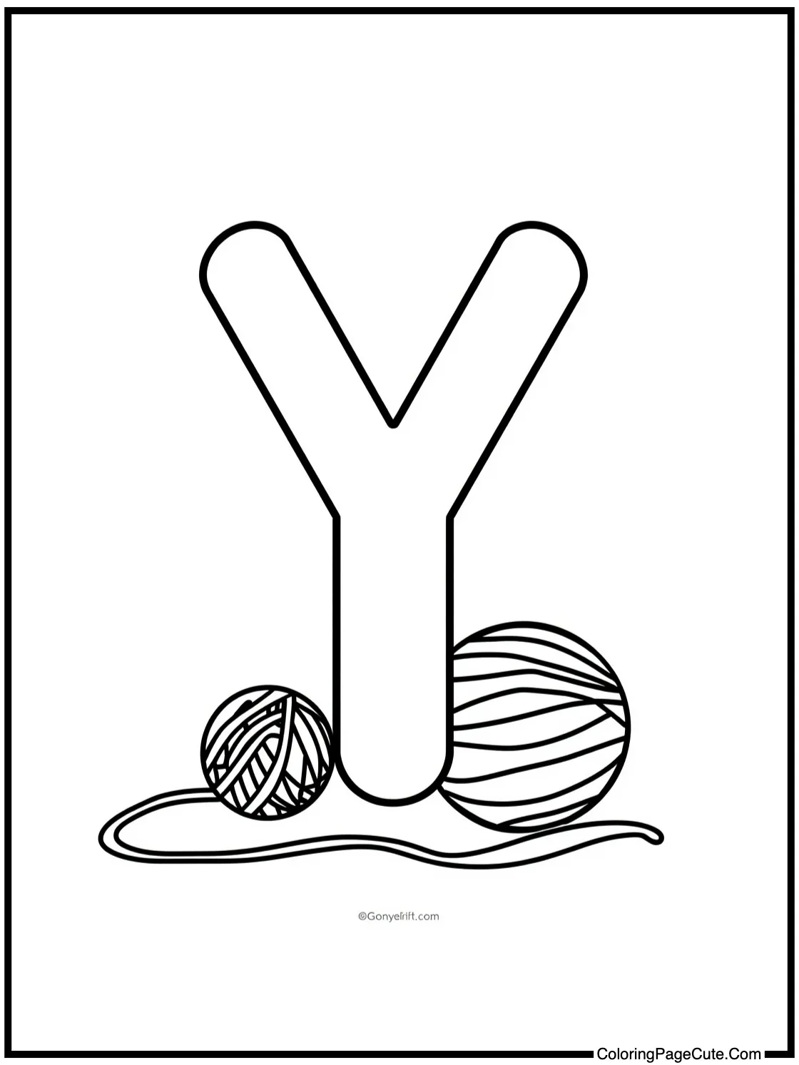 Letter Y with Yarn Balls