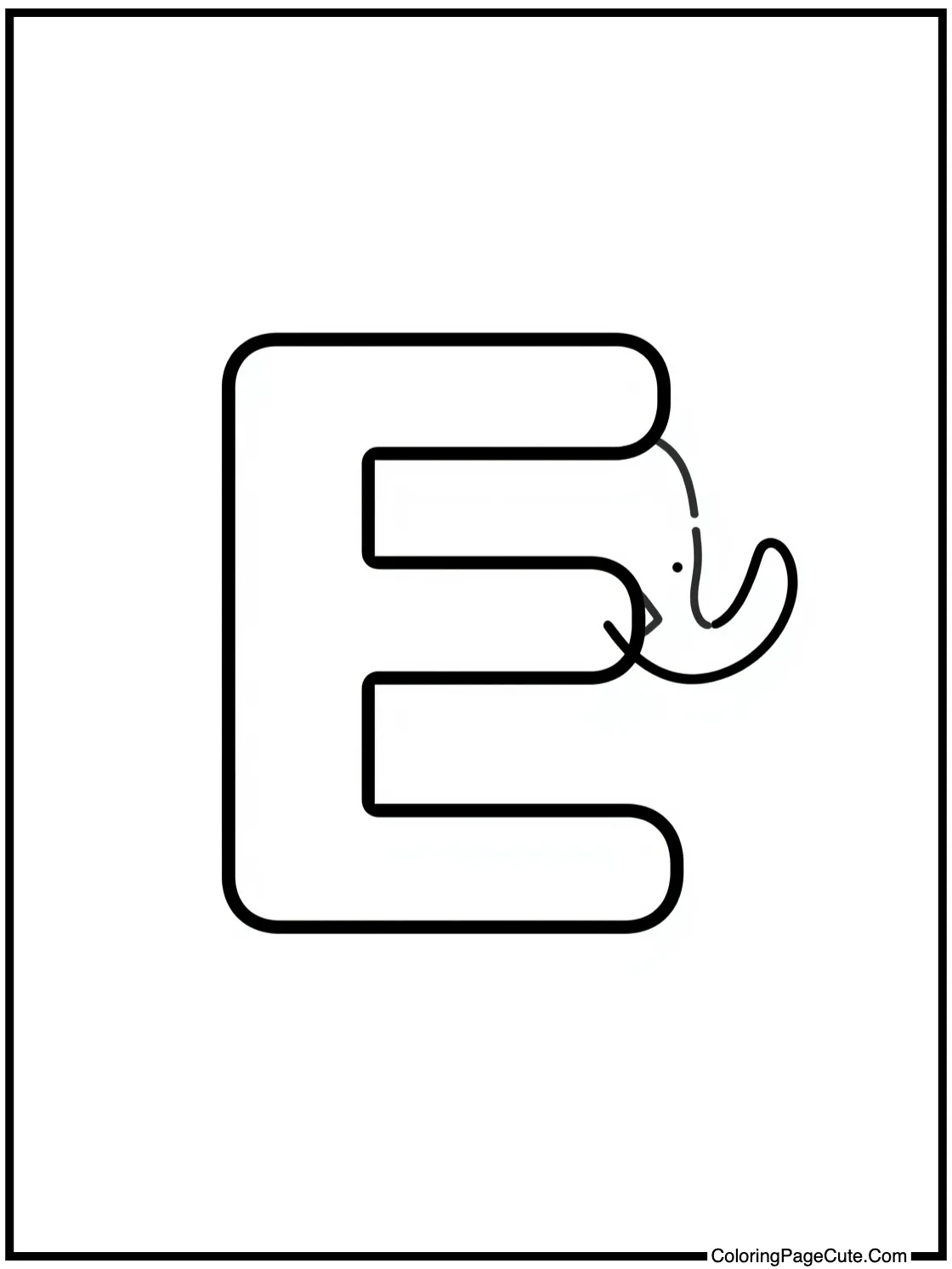 Letter E with Elephant (Cute)