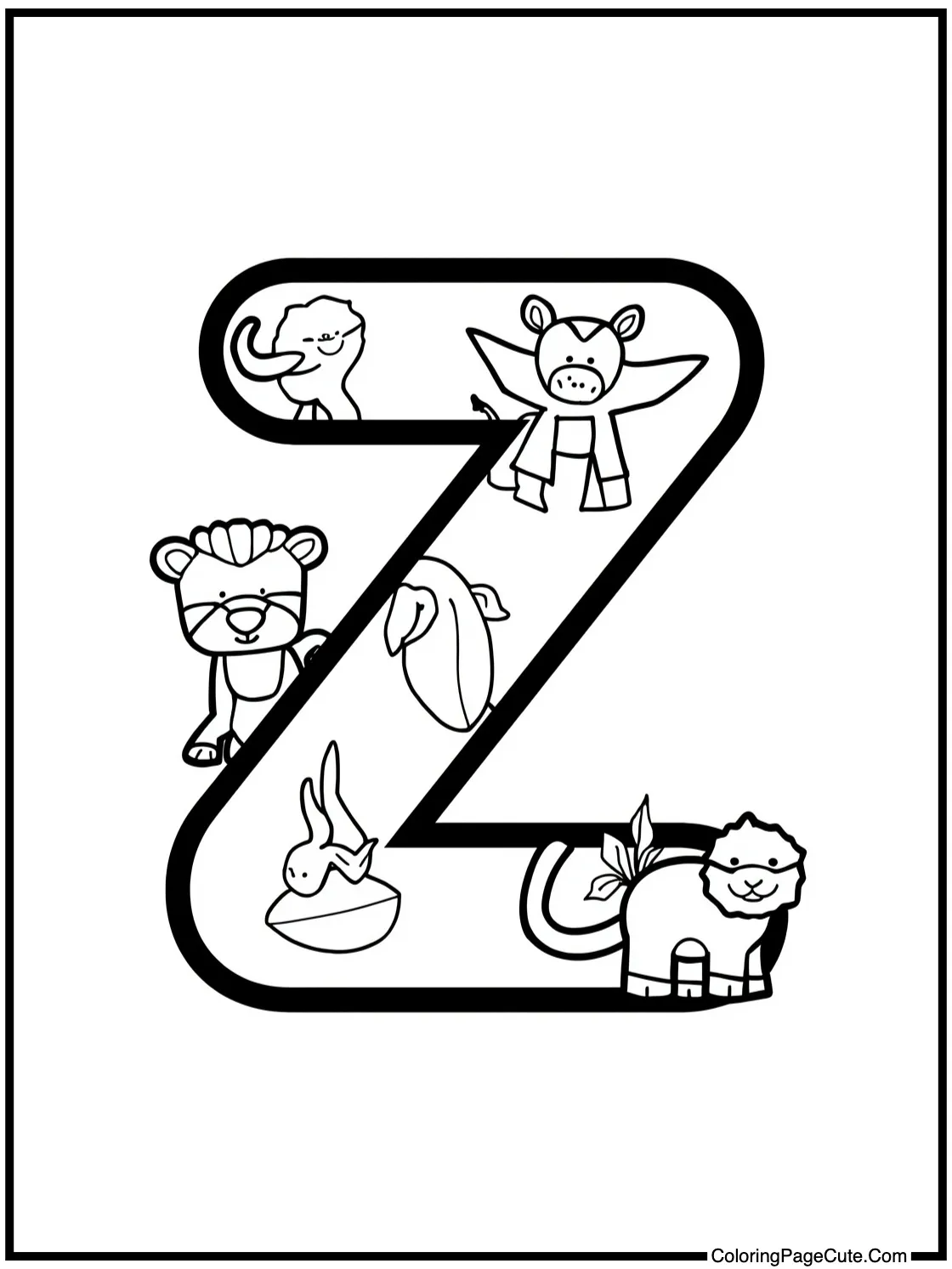 Letter Z with Zoo Animals