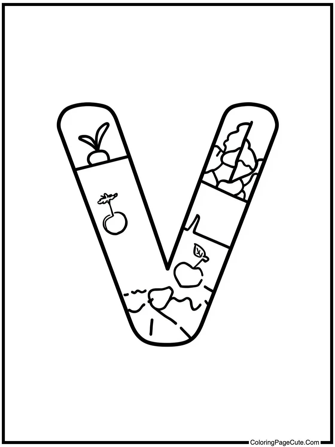 Letter V with Vegetables