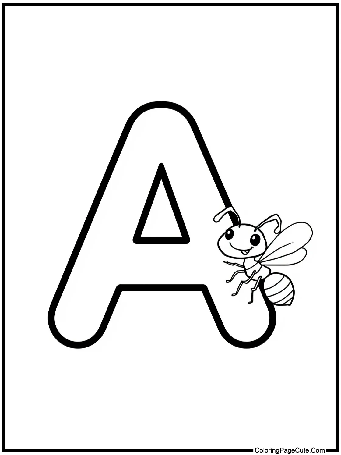 Letter A with Cute Ants