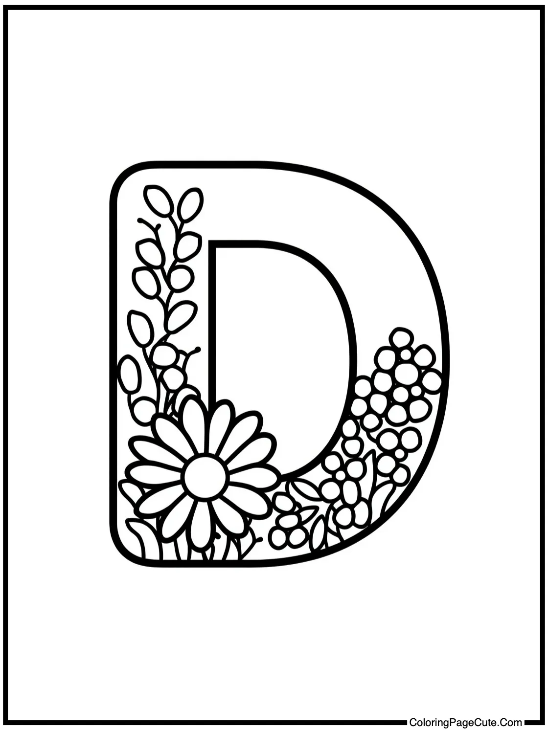 Letter D with Daisies