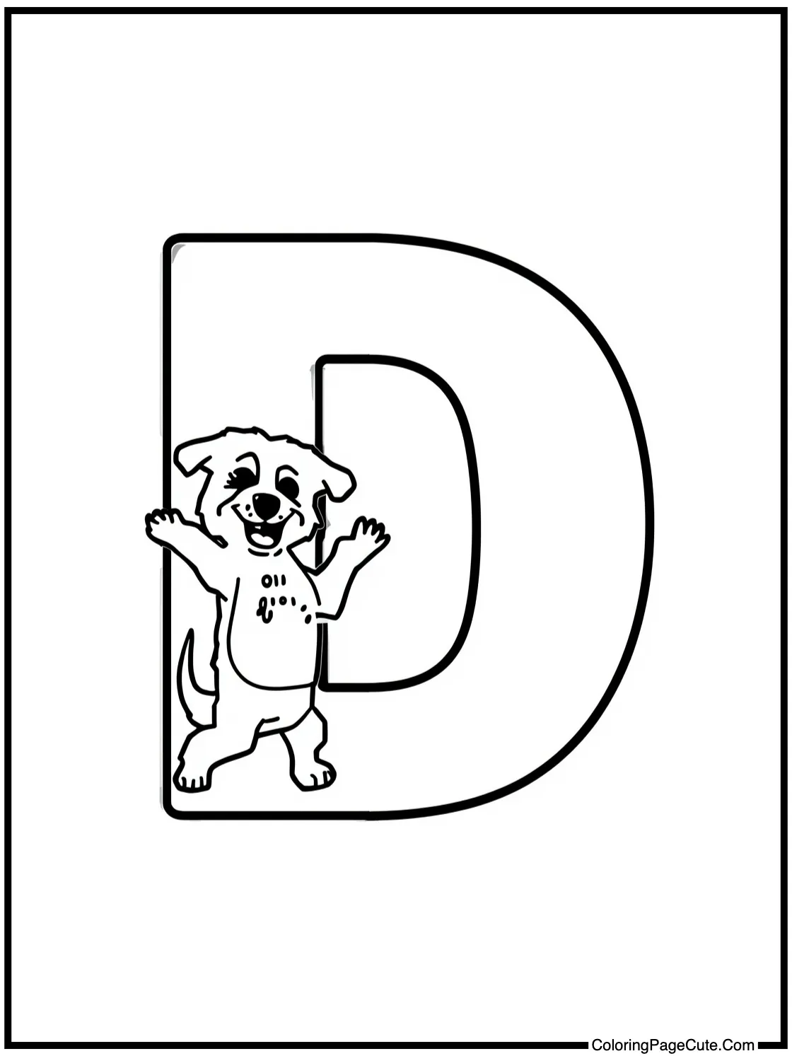 Letter D with Dancing Dogs