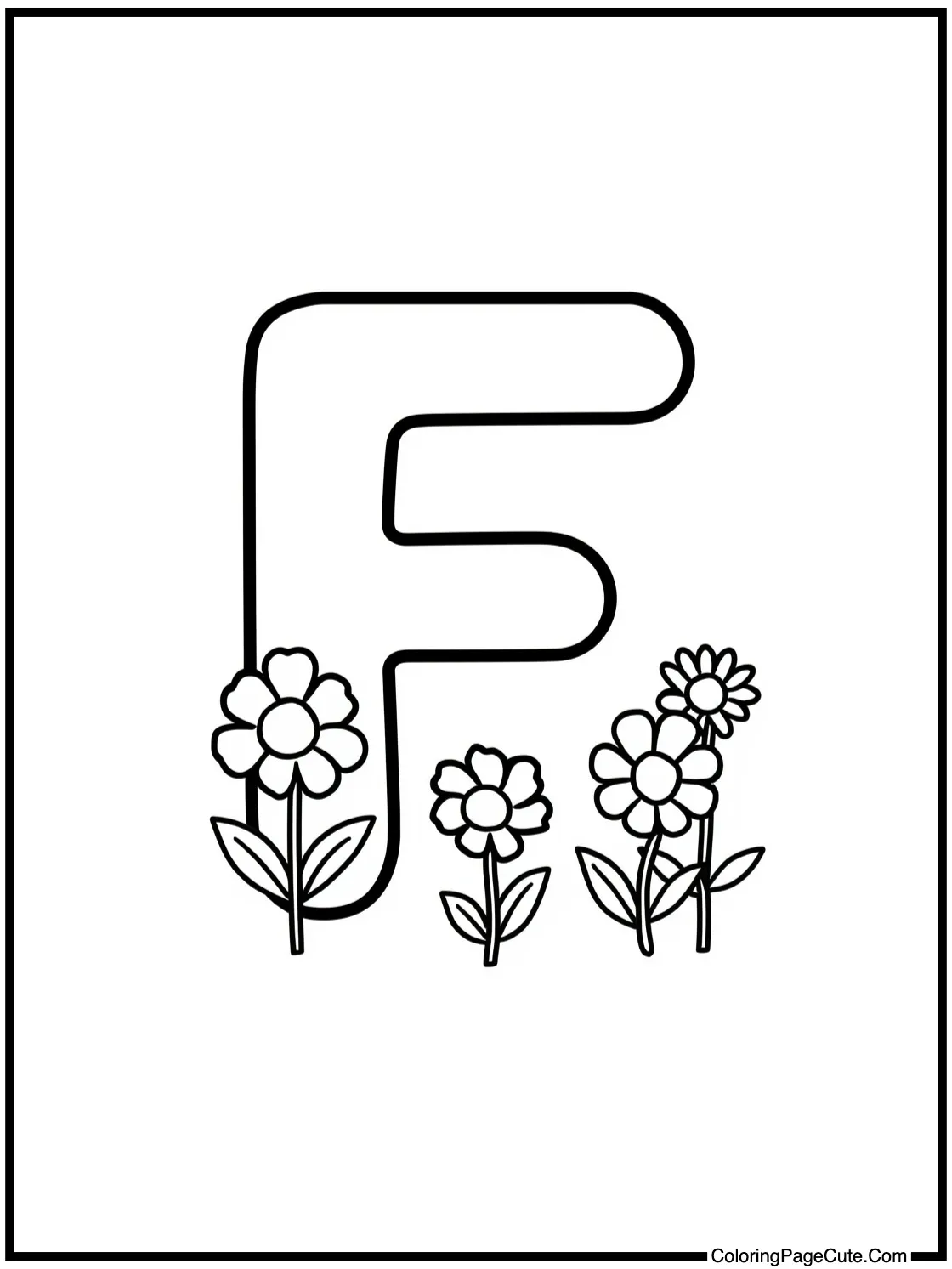 Letter F with Flowers