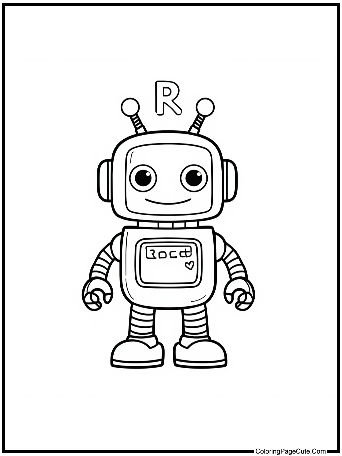 Letter R with Robot (Cute)