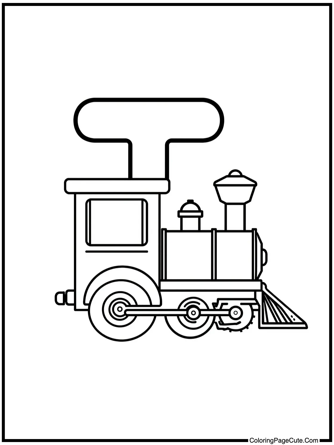 Letter T with Train Engine