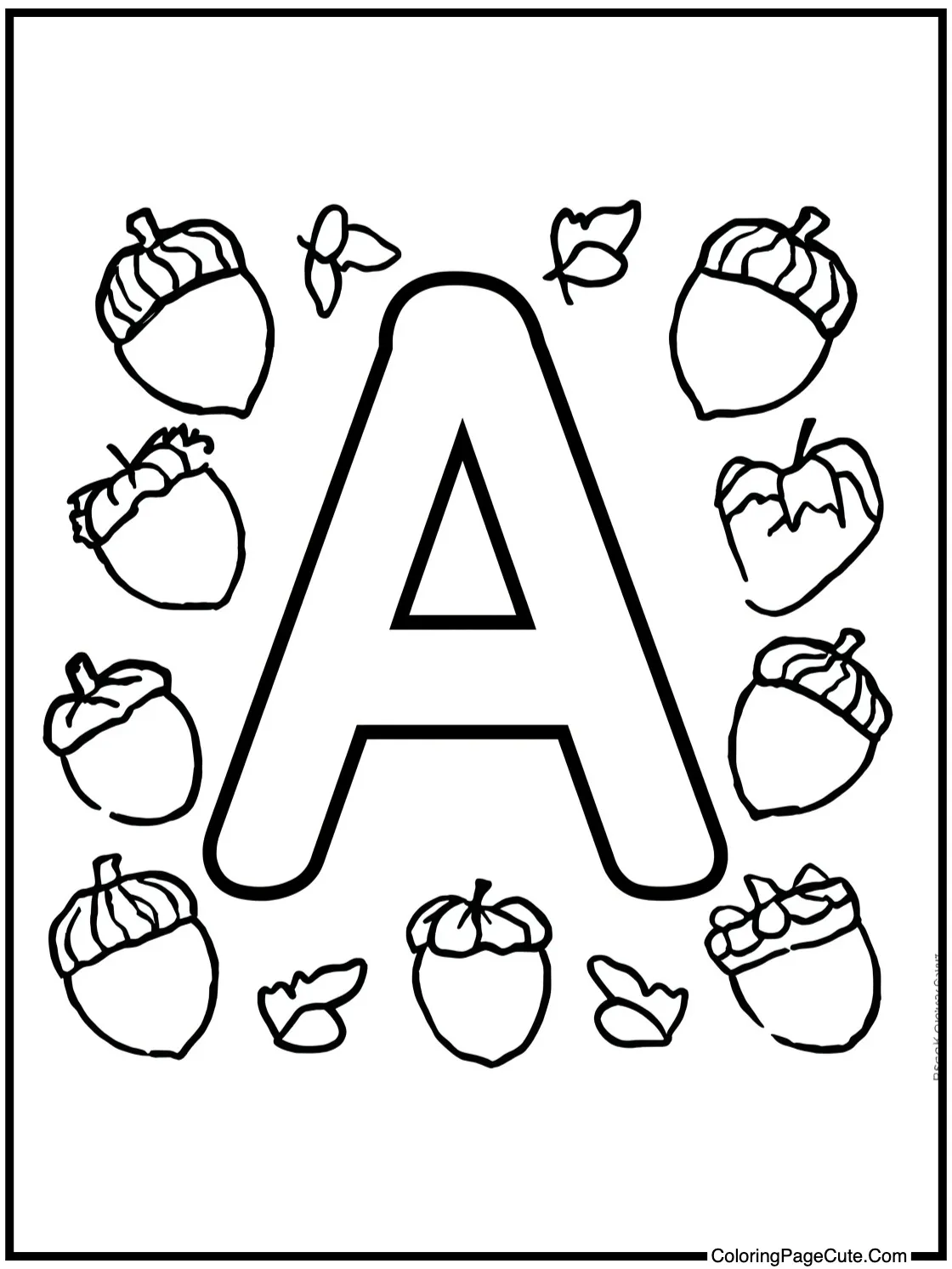 Letter A surrounded by Acorns