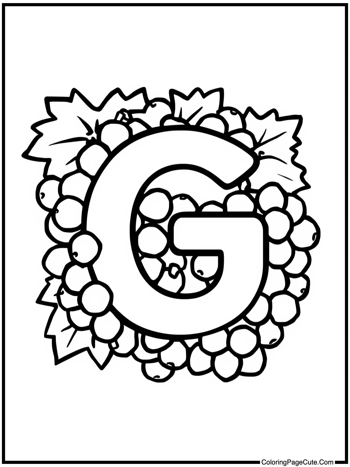 Letter G surrounded by Grapes