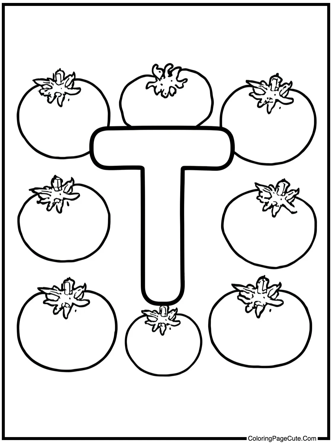 Letter T surrounded by Tomatoes