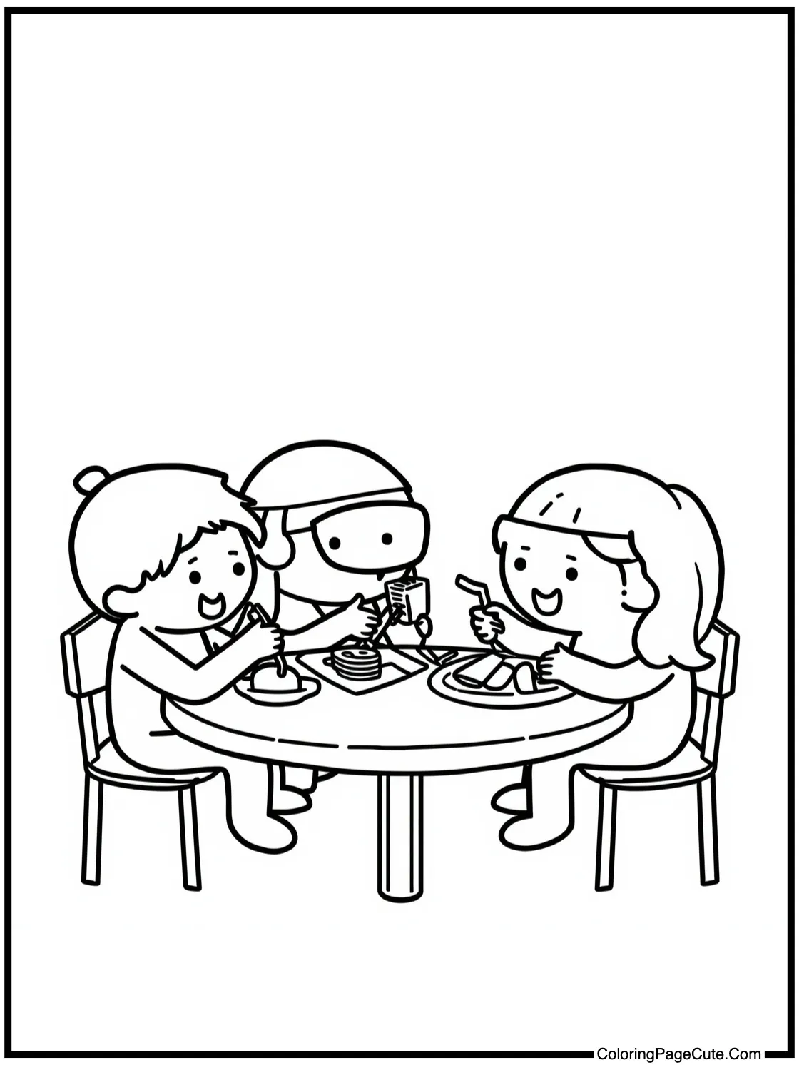 enjoying cafeteria meal