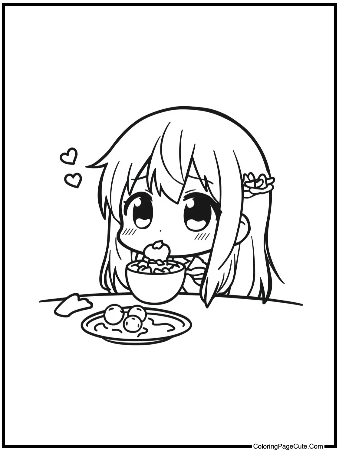 of a Chibi Eating Pudding