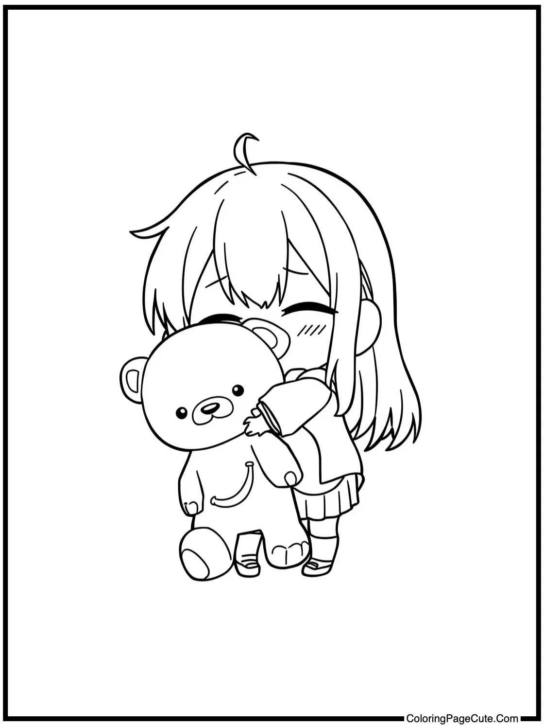 of a Chibi Character Hugging a Plushie