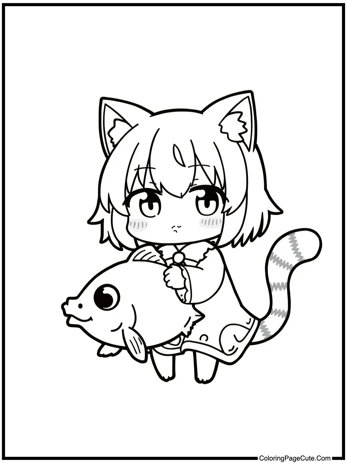 of a Neko (Cat Girl) with a Fish