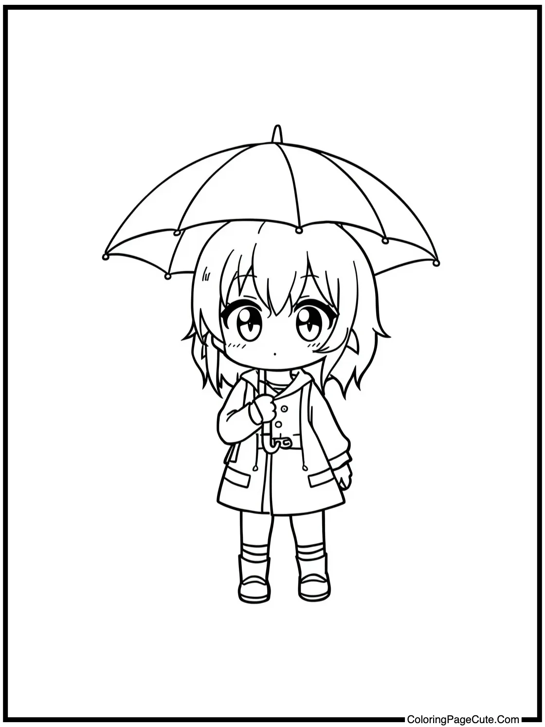 of a Character Holding an Umbrella