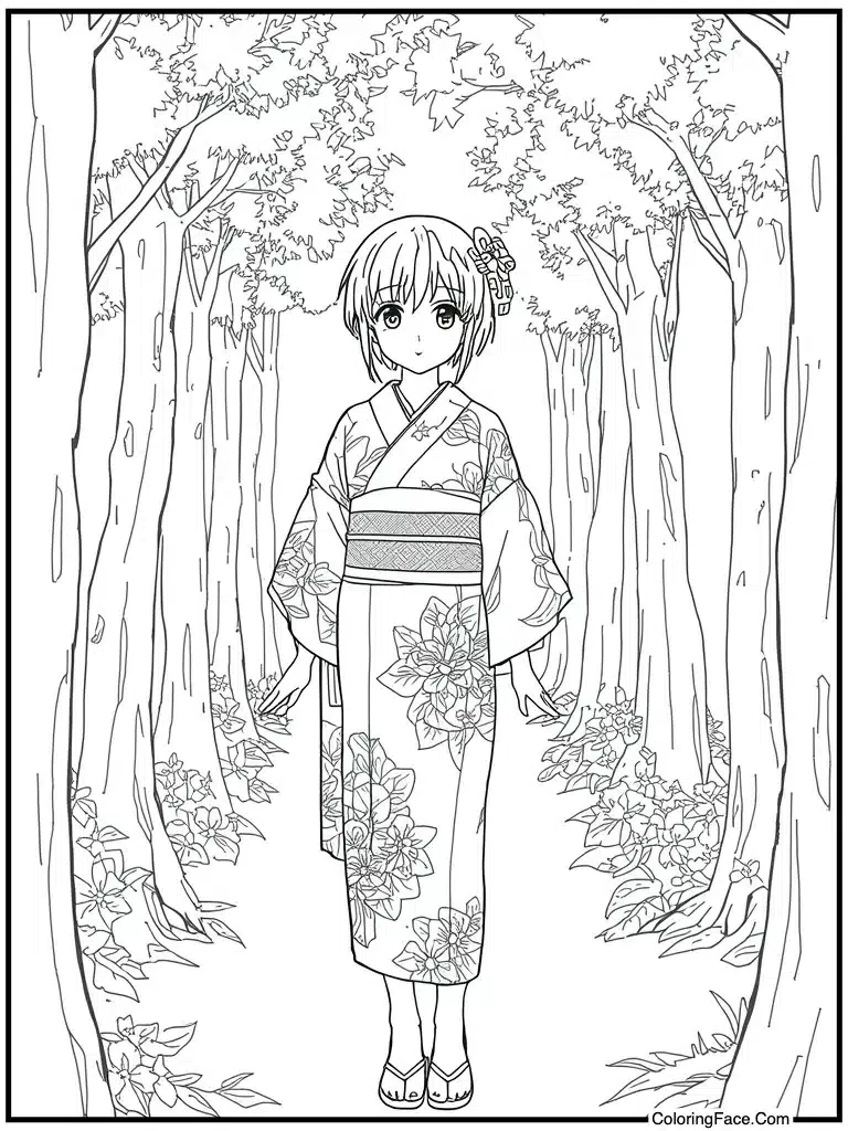 Girl wearing summer yukata