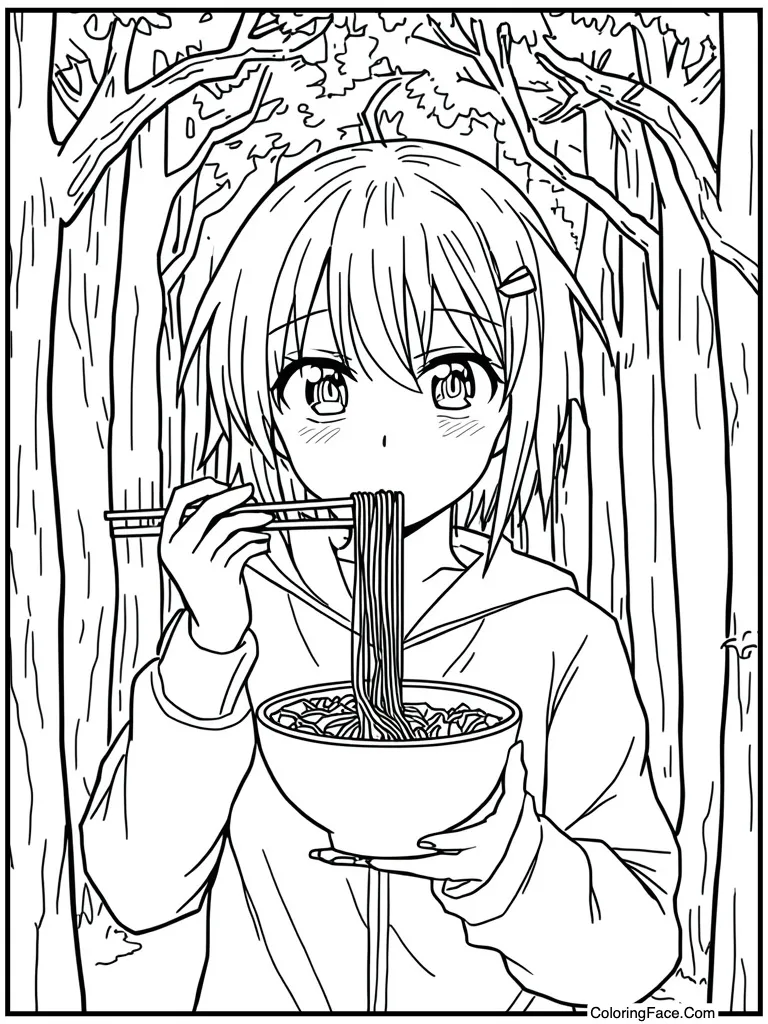 Eating delicious ramen bowl