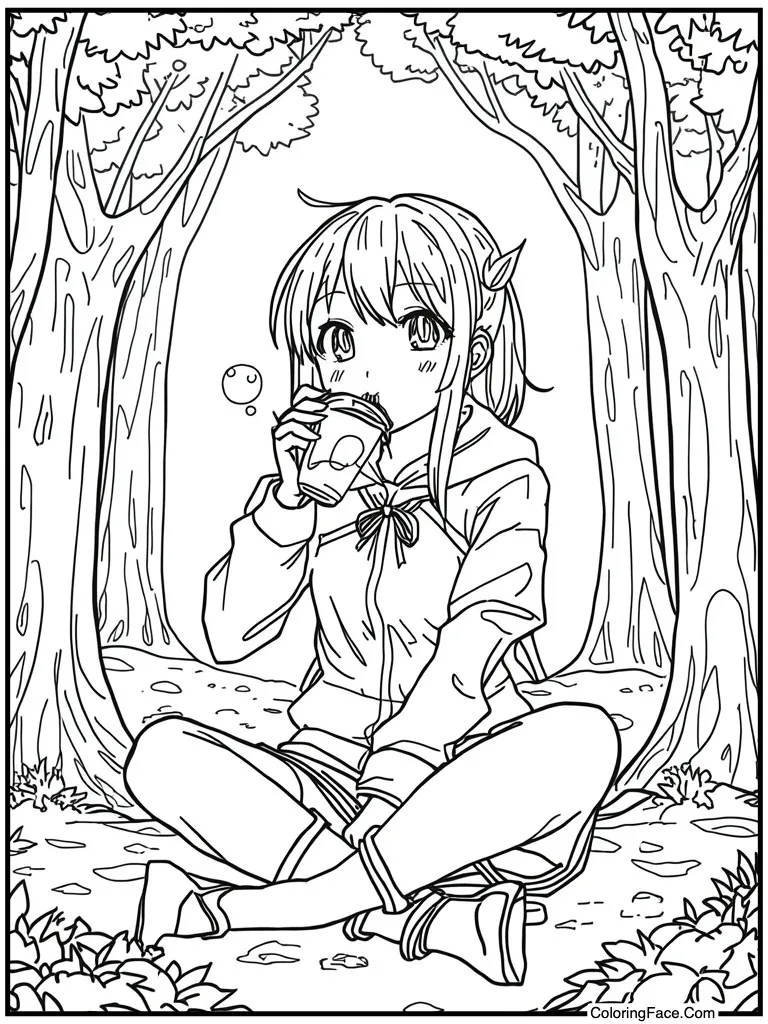 Drinking bubble tea boba