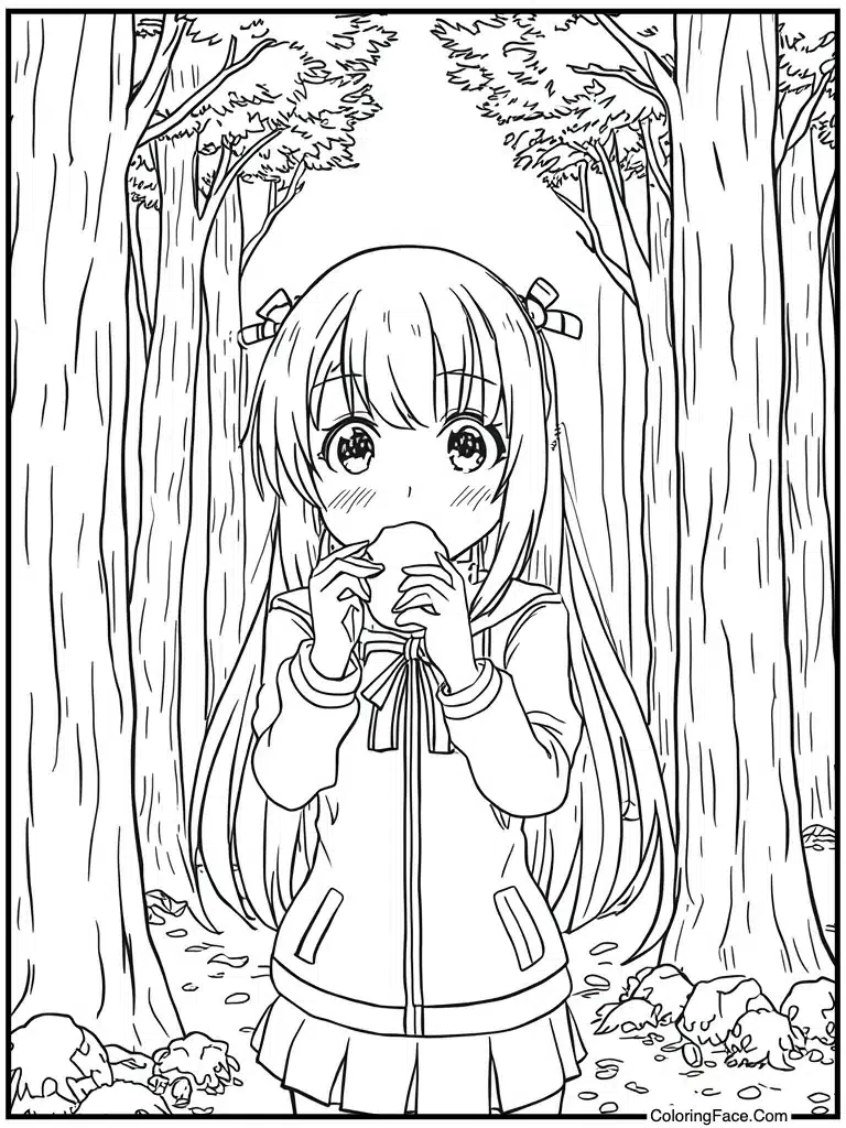 Eating rice ball snack