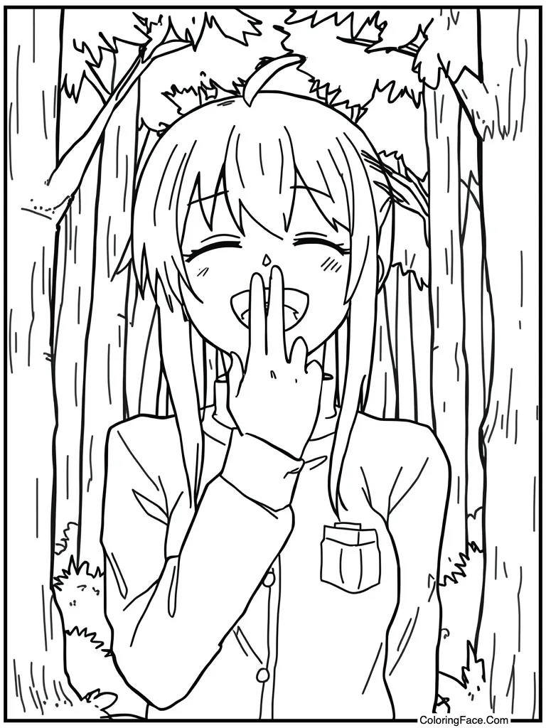 Laughing hand over mouth