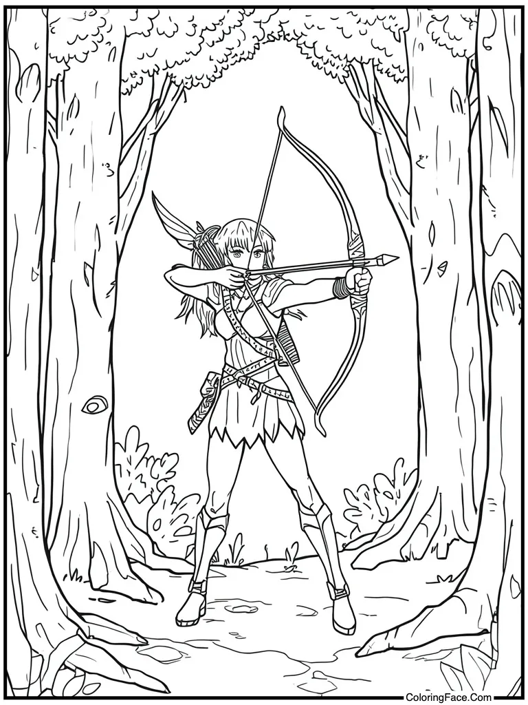 Elf archer shooting arrow